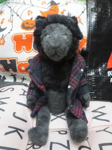 일본 국내 작가 핸드메이드 봉제 인형 라이온 (블랙) 코트 포함 26cm