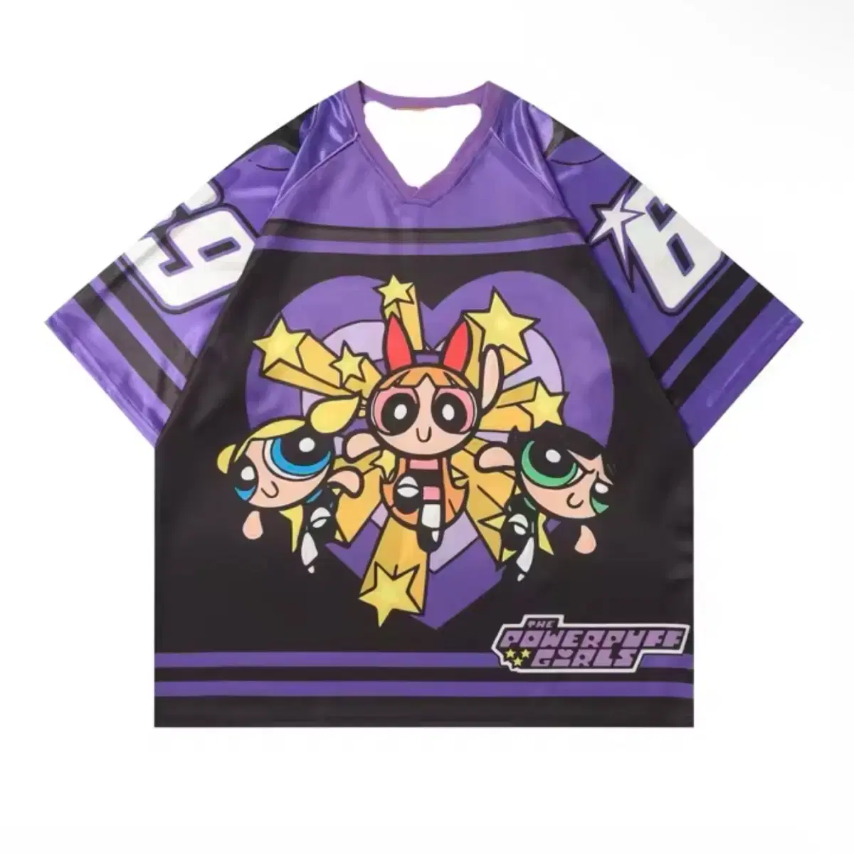 (Weekend Special) Powerpuff Girls boxy fit short-sleeved jersey t. Purple color streetwear unisex