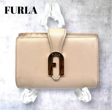 FURLA 훌라 접이식 지갑 베이지 골드 금장 장식