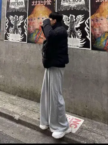 스트레이트 스웨트 팬츠 그레이