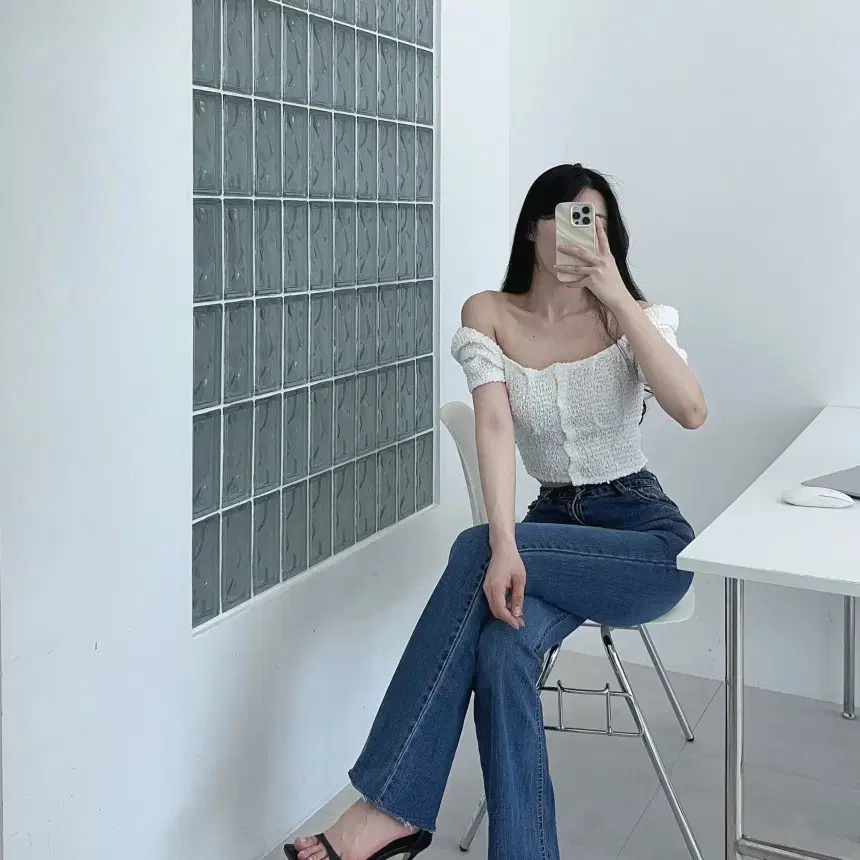 Hip padding bootcut medium blue