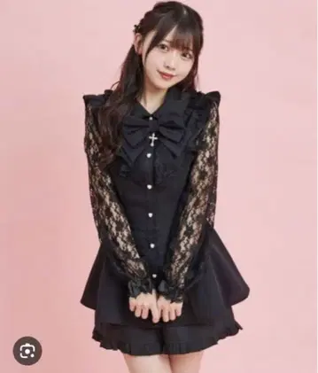 시크릿허니 셋업 소매 레이스 블랙