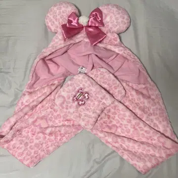 디즈니 미니 머플러 캡 레오파드 무늬 핑크
