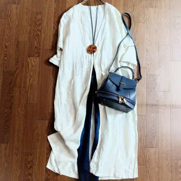 새상품급 에붐에바 evam eva 린넨100% 가운 코트 아이보리