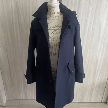 후드티 탈부착 가능 하트 네이비 컬러 코트