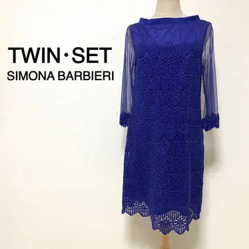 TWIN SET SIMONA BARBIERI 블루 레이스 디자인 드레스