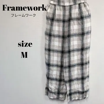 [ a1923 ] Frame work 린넨 롱 팬츠 체크 38