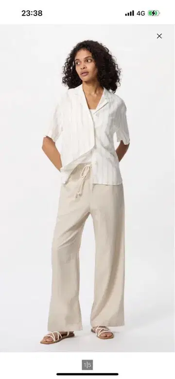 미사용 새상품 UNIQLO 린넨 블렌드 이지 팬츠 XS 내추럴