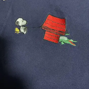 라코스테 피넛 콜라보 골프 피케 셔츠 스누피 네이비