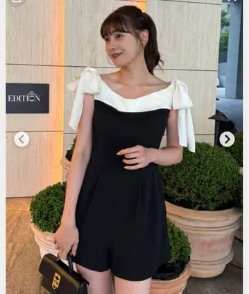 herlipto Two-Tone Ribbon Romper black M
