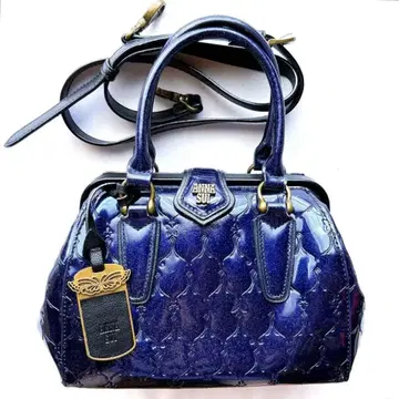 ANNA SUI 네이비 에나멜 2way 숄더백 닥터스 백