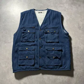 CAMPRI 빈티지 데님 보아 헌팅 베스트 포켓