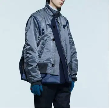 Sacai 나일론 트윌 믹스 블루종 그레이 사이즈 1