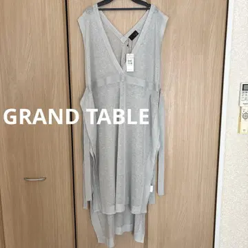 미사용 새상품 [ GRAND TABLE ] 롱 가디건 튜닉 라이트 그레이