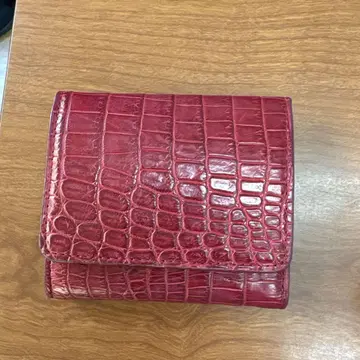빨간색 크로커다일풍 접이식 지갑