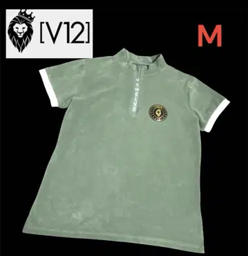 V12 엘르 골프웨어 반팔 하프 로고 지퍼 벨로아 M