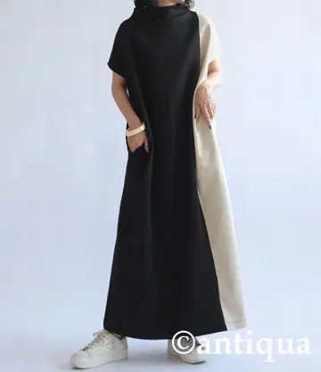 새상품급 바이컬러 오프터틀 원피스 안티카 antiqua