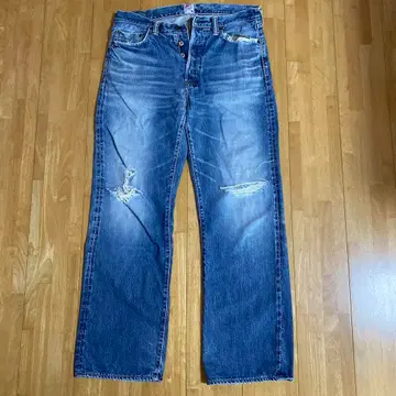 Prps 데미지 가공 데님 스트레이트 34인치