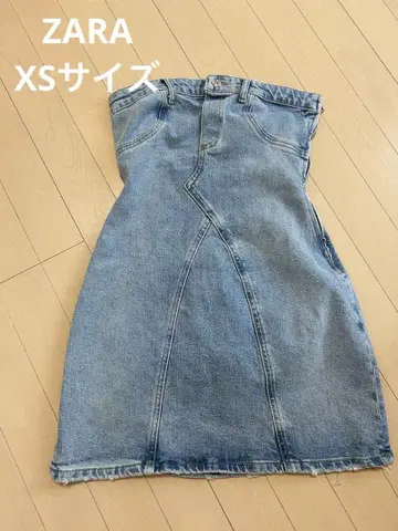 [ 익명 배송 ] ZARA 베어탑 데님 원피스 XS