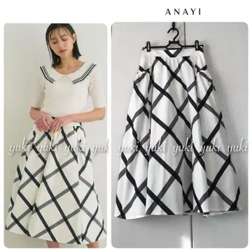 ANAYI 빅체크 개더 스커트 36
