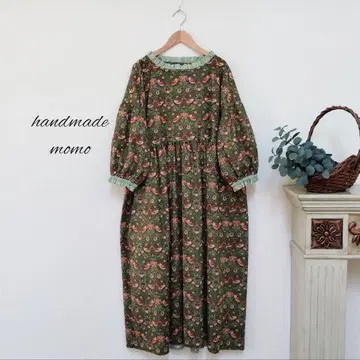 handmade 윌리엄 모리스 7부 소매 원피스 (딸기 도둑) free