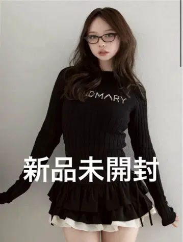 andmary 메리 로고 니트 탑 블랙