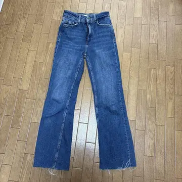 ZARA 블루 스트레이트 데님 프린지 밑단
