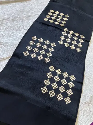 새상품 오비 장식 천 격자 스타일리시 순수 실크