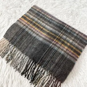 폴스미스 캐시미어 머플러 체크 퍼플 블루 계열