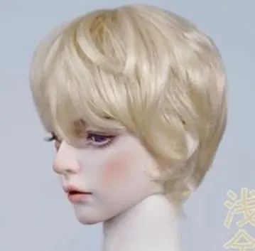 22-23cm (8.5-9inch) 인형 가발 숏 블론드 컬
