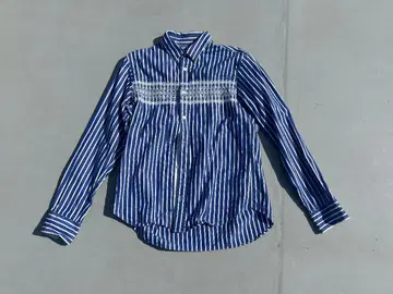 sacai 18-01568M 3 자수 스트라이프 긴팔 셔츠