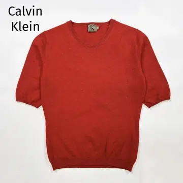 캘빈클라인 반팔 니트 빨간색 울 M