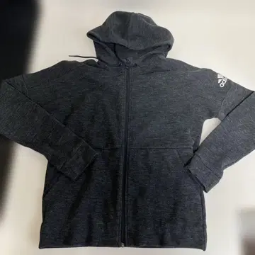 중고 adidas 풀 집업 후드티 L 사이즈 다크 그레이 1-3831