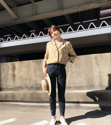 마우지 도트 셔츠 베이지F