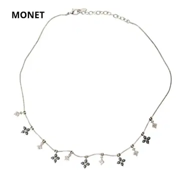 흔들리는 MONET 목걸이 꽃 큐빅 빈티지