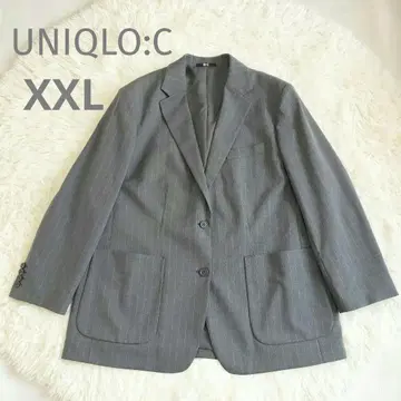 UNIQLO:C 오버 사이즈 자켓 스트라이프 그레이 XXL