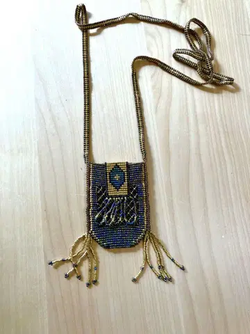 비즈 직조 작은 미니백 목걸이 프린지