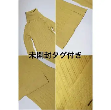 하이넥 니트/코튼 스웨터/머스타드 컬러