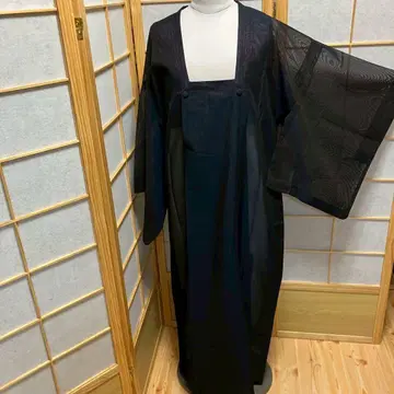 [5806] 도우치 코트 여름 아이템 시마초 샤 순수 실크 기모노 블랙