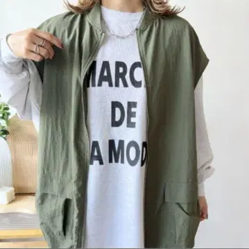택 포함 새상품 시마무라 mayo 나일론 베스트 카키 L