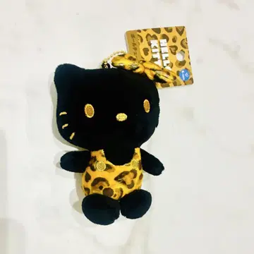 헬로키티 레오파드 무늬 봉제 인형 키링 BLACK