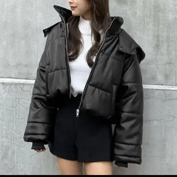 GRL 가죽 다운 블루종 후드 부착 가죽 충전솜 블루종 [dk828]