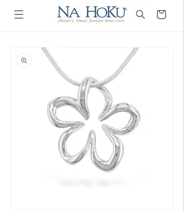 NAHOKU 플로팅 플루메리아 펜던트 목걸이 실버