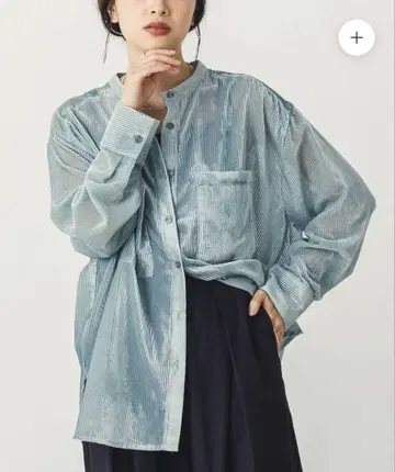 [ HUNCH ] 시어 스트라이프 셔츠 민트 시착만 한 상품