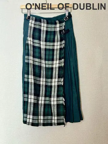 [ O'NEIL OF DUBLIN ] 그린 계열 체크 플리츠 스커트