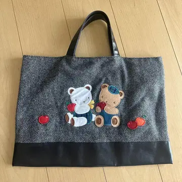 패밀리아 familiar 패밀리아 쇼 곰 자수 헤링본 토트백