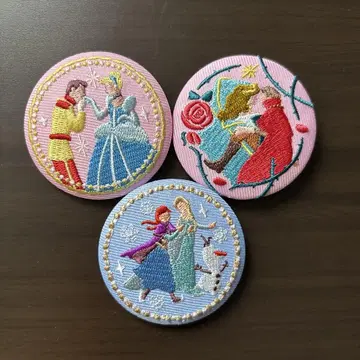 디즈니 자수 캔뱃지 안나 신데렐라 잠자는 숲속의 미녀