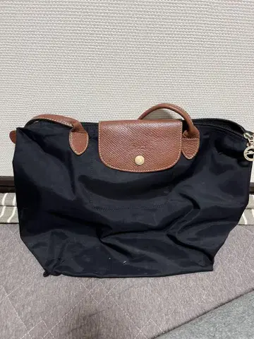 에르베샤 펠리에 나일론 가죽 토트백 블랙