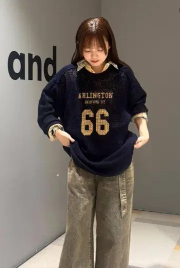 니코앤드 2way 넘버링 풀오버 네이비 택 포함 새상품