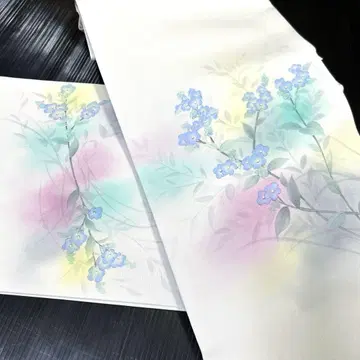 순수 실크 고급 시오제 작가 낙관 개방형 나고야 오비 [ 손글씨 꽃 ]